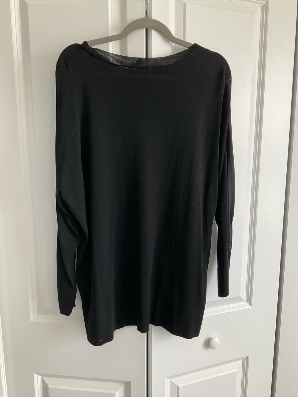 Eileen Fisher Black Relaxed Boatneck Long-Sleeve Top